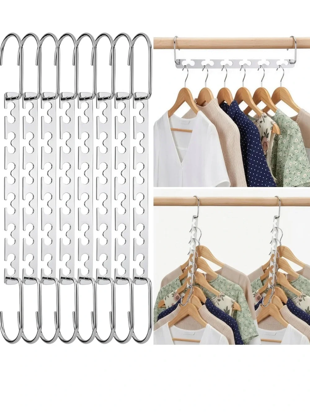 Multi-Layer Space-Saving Closet Hanger Organizer - Chrome